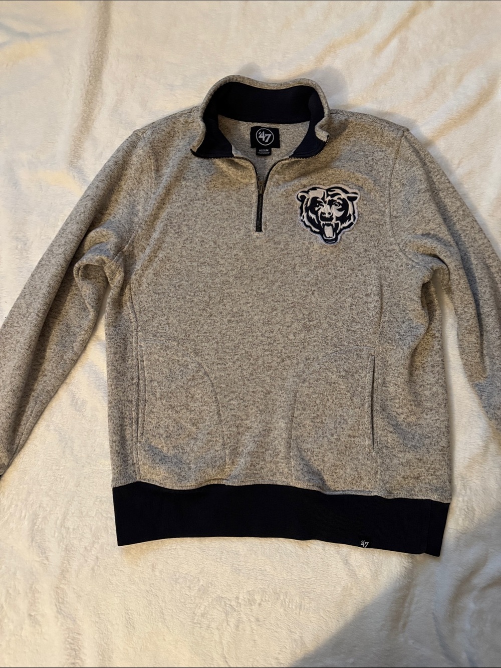 47 Gray & Navy Chicago Bears Half-Zip Pullover Sweater